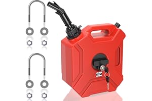 1PZ FR3-GT3 Bidon Carburant 5L et Réservoir Eau Jerrican Portable avec Bec Verseur - Support Véhicule Verrouillable - Pour Essence/Diesel/Eau - Universel Moto/SUV/VTT/UTV - PEHD Résistant aux Chocs