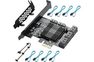 YUNKOZAND Tarjeta PCIE 1X SATA de 8 Puertos, con 8 Cables SATA y Soporte de Perfil bajo, Controlador PCIE a SATA 3.0 de 6 Gbps, Tarjeta de expansión PCIE a SATA, Controlador SATA, Tarjeta SATA PCIE