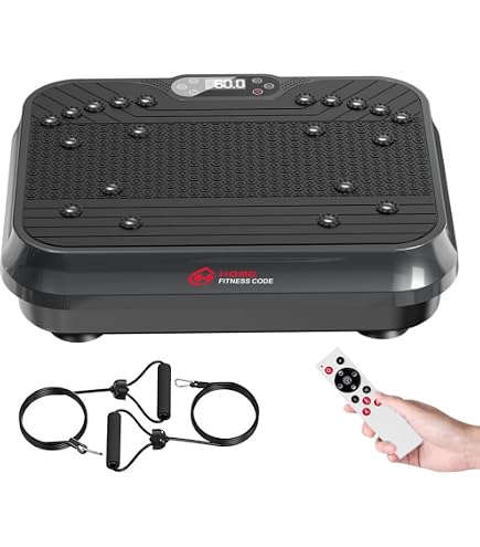 Piastra vibrante per allenamento, 1 – 99 livelli, 5 programmi e display LCD, elegante design curvo, brucia grassi e costruzione muscolare, con telecomando (rosa