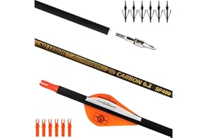 AMEYXGS 30" Flèches en Carbone 300 350 400 500 600 Spine avec Pointes Remplaçables Flèches de Chasse pour Arc à Poulies Arc Recourbé et Arc Long