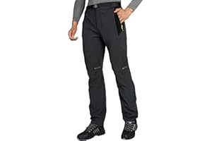 GITVIENAR Męskie spodnie trekkingowe, wodoodporne spodnie outdoorowe z zamkiem błyskawicznym, spodnie softshellowe, na lato, zimę, wygodne spodnie górskie, spodnie męskie do wędrówek, wspinaczki,