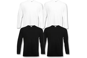 Fruit of the Loom Lot de 4 T-shirts à manches longues M L XL XXL Plusieurs ensembles au choix