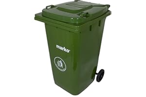 Marko 240L Wheelie Bin Household Council Rubbish Recycling Green/Grey Outdoor Waste (Green)