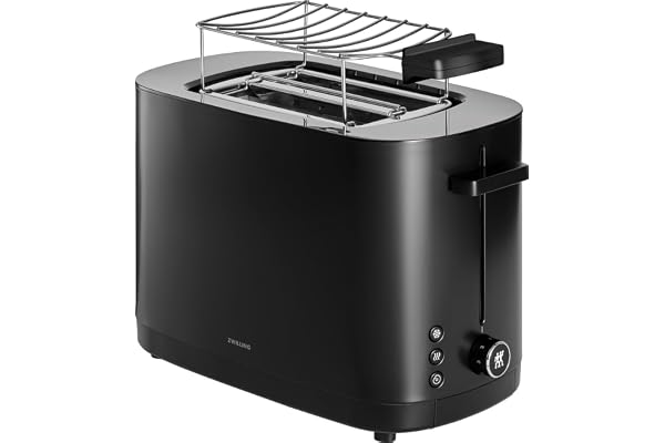 ZWILLING ENFINIGY Grille-pain avec Chauffe Viennoiserie, 3 fonctions, 7 Degrés de Brunissement, Fonction d’Arrêt, 2 Tranches, Noir