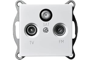 MC POWER McPower Toma de Antena "Flair" para TV, Radio y Sat, UP, diseño moderno y elegante, color blanco