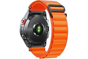 SumRioo Correa QuickFit 22 mm para Garmin Fenix 8/8 Solar 47 mm/Fenix E/Fenix 7 Pro/Fenix 7/6 Pro/6/5 Plus/5, Nylon Loop Alpine Correa para Garmin Forerunner 965/955/945/935, Epix 2, Naranja