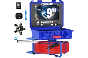ESANHAO Telecamera Ispezione Tubi 30 Metri 9" DVR Telecamera Endoscopica del Tubo Scarico Fognario Conduttura Industriale IP68 Impermeabile Autolivellante con contametri