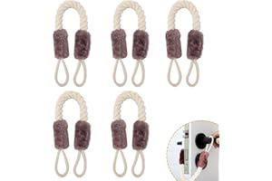 LANZLC Türkordel Klemmschutz 5 Set Türseil Klinke Türstopper Seile Klemmschutz für Türen Türkordel Braun, Türschnüre Türgriff Schutz 60cm für den Schutz von Fingern und Haustieren, Baumwolle/Polyester