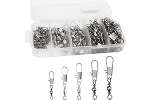 OZNEWLIFE 100 Stück Angelwirbel Angeln Barrel Wirbel mit Kugellagerwirbel Tönnchenwirbel mit Sicherheitsverschluss Angeln Drehgelenk Snap Karabinerwirbel Kit Stärkung Rotationsrings