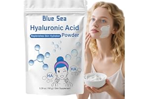 BLUESEA HOME 150g Hyaluronic Acid Powder, DIY Facial Serum - Hyaluronic Acid Mask for Face, Deep Hydration Nourishing Face Powder, Low Molecular Weight, for Skin Moisture, Firming, Smooths Wrinkles, Hydrating