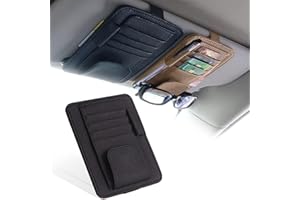 AIXIMA Porte-Lunettes de Soleil pour Pare-Soleil de Voiture, Porte Lunette Voiture,Organisateur de Pare-Soleil de Voiture, Porte Lunettes pour Voiture Universelle, Porte Lunette Voiture avec Fentes (Noir)