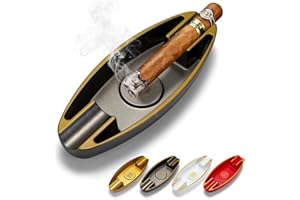 CIGARLOONG Aschenbecher Portable Reise 2 Slot für Haushalt Desktop Patios Innen Outdoor Büro Dekoration Zigarren Aschenbecher (Schwarz)
