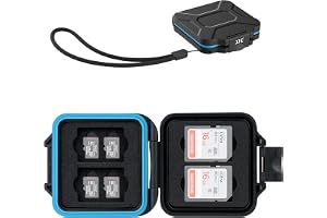 JJC Memory Card Case 12 Slots for 4 SDXC SDHC-SD Cards & 8 Micro SD Micro SDXC Micro SDHC TF Card, Waterproof Shockproof SD C