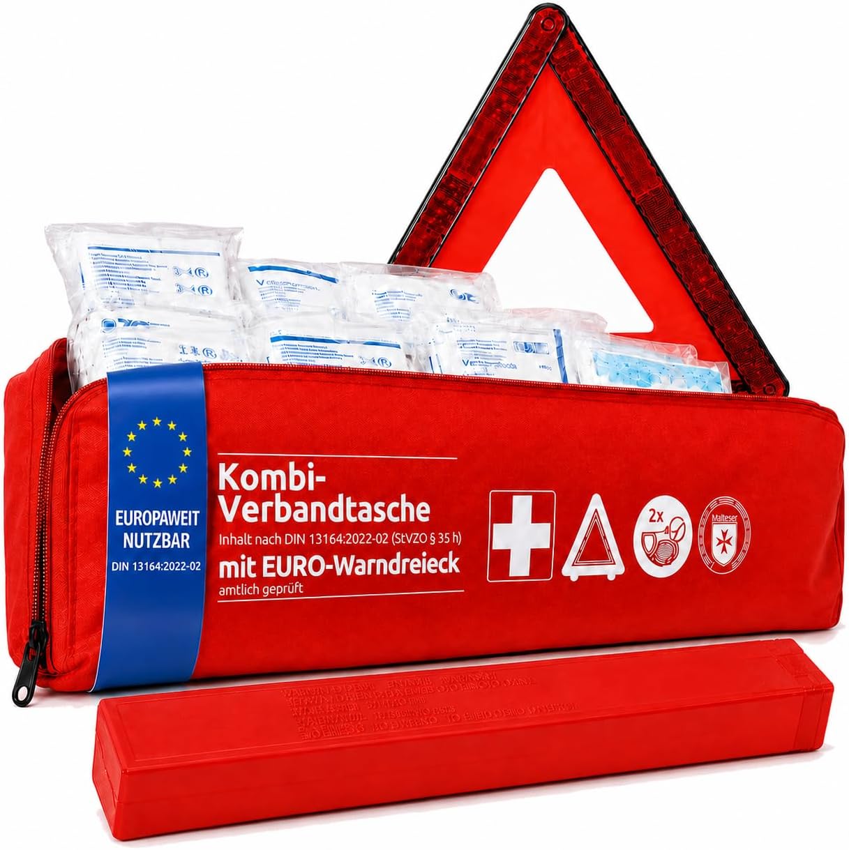 Vorteile, Stärken und Schwächen : Erste-Hilfe-Set mit Warndreieck - Verbandtasc
