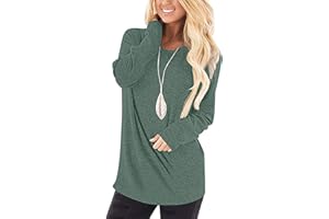 WNEEDU Donna Magliette Maniche Lunghe Casual Tunica T-Shirt Felpa Girocollo Tops