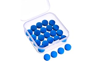 Gejoy 20 Pieces Cue Tips 10 mm Pool Billiard Replacement Tips with Storage Box for Pool Cues and Snooker, Blue