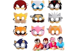 MODALI Masques de Sonic/SuperHéros/Paw Dog Patrol/Mario, Masques en feutre, 10 Pièces Masques pour Enfants Dress Up Masque Cosplay Pour Une Fete d'anniversaire ​Cadeaux, pour Halloween Noël Mascarade