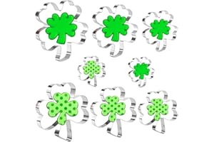 Crethink Juego de cortadores de galletas con trébol y trébol de cuatro hojas, 8 piezas, cortadores de galletas con forma de trébol irlandés del día de San Patricio de acero inoxidable para hornear