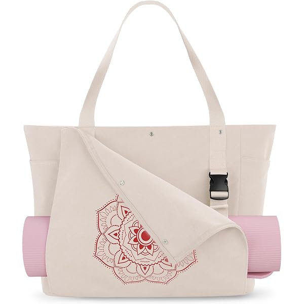 Sac De Yoga Tintoke – Femme – Grand 49x31 Cm – Tissu Oxford – Support Tapis Caché – Compartiment Chaussures – 3 Portés