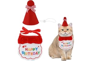 Amaxiu Gorro de Cumpleaños para Perros y Gatos Pequeños - Bandana y Accesorios de Fiesta para Mascotas - Bordado para Cachorros, Gatitos, Niñas y Niños - Navidad