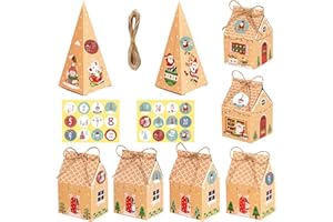 iKesoce 24 Pezzi Scatola Piccola di Natale Calendario Avvento da Riempire Scatole Regalo in Carta per Caramelle, Biscotti, Cioccolatini