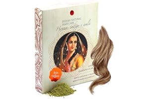 INDIAN NATURAL HAIR CARE Henna, índigo y amla - Color castaño claro - Tinte natural y tratamiento para el cabello - En polvo (200g)
