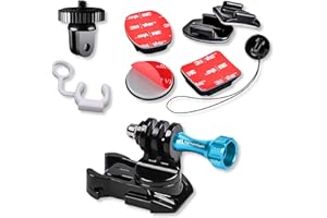MiPremium Helmet & Surf Board Mount Adapter & 3M Adhesive Sticky Pads for GoPro Hero 9 8 7 6 5 4 3 2 1 Black Silver Session, AKASO & Other Action Camera Surfing Accessories Kit & Aluminium Screw