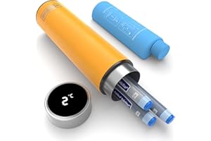 DISONCARE 60H Insulin Cooler Travel Case Temp Display Insulated Medicine Cooler Bag with One-Touch for Diabetic Travel TSA Approved with 2 Ice Pack & QR Medical Tag(Yellow)