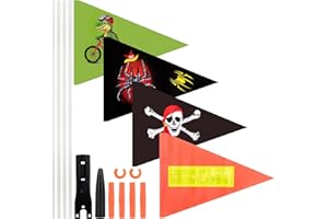 Zidoley 4 Pièces Drapeau de Vélo pour Enfants, Drapeau Vélo Enfants, Fanion de Vélo Poteau de Vélo pour Vélo Enfant Drapeau de Vélo Accessoires de Vélo Colorés, Drapeau de Sécurité et Mât de Drapeau