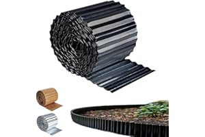 NICOMAN Corrugated Metal Garden Edging, Wave Roll, Landscape Edging Border for Lawn, Flower Bed, Garden Fence, Paver Edging, Power Coated Black Finish, 16cm (6 inch) High 5 Metre (17 ft) Long