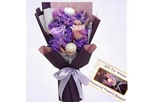 RYDDELIGHOME Flowers Gifts For Women - Forever Eternal Floral Delivery Next Day Prime, Preserved Flowers Bouquet, Purple Gifts For Women Retirement - Alternative to Fresh Flowers
