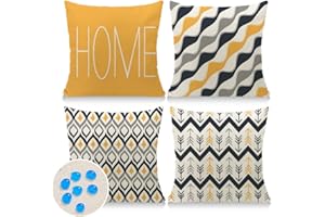 ‎CIRZONE Cirzone Deko Wohnzimmer Kissenbezug 45x45 4er Set Wetterfest Leinen Outdoor Kissen Boho Deko für Garten, Balkon