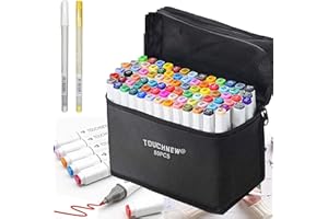 TOUCHNEW 80 Colores Marker Pens,Rotulador Permanente de Graffiti con Doble Punta Arte Marker Pen Set.