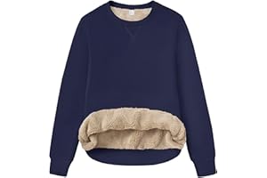 TACVASEN Damen Sweatshirt Pullover Langarm mit Fleece gefüttert Rundhals Langarmshirt Ohne Kapuze Warm Casual für Herbst Winter