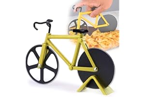 BLAULOCK Bicicletta Rotella Taglia Pizza, Rotelle Tagliapizza, Acciaio inox a Rotella Taglia pizza, Tagliapizza Bicicletta, Rotelle da Taglio in Acciaio Inox con Supporto, Utensili da Cucina（Giallo）