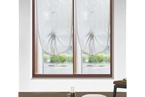 HD BRICO Tende a Pacchetto in Misto Lino, 2 Pannelli con Tasca, Stile Chic, per Camera, Balcone e Finestra (BIANCO, 45X240)