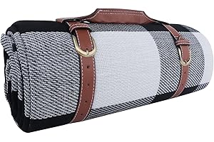 GOODSNETIC Picnic Mat,79"x79"Oversized Picnic Blanket Waterproof Sandproof Beach Mat for 6-8 Adults, Large and Thick Gingham Picnic Blanket for Beach Mats or Family Outdoor Camping Parties, Black&White