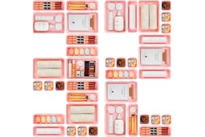 A-LuGei 𝟯𝟮 𝗣𝗶è𝗰𝗲𝘀 Rose Organisateur Tiroir Rangement et Organisation de Cuisine, Boite Rangement Plastique Maquillage, Rangement Bureau Organisateur, Caisse a Outil Multifonction Coffre