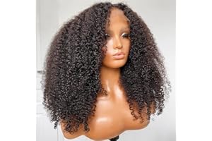 Brésiliens 13x4 Kinky Curly Lace Front Wigs Human Hair 28 pouces MSGEM Kinky Curly HD Lace Frontal Wigs 180% Densité Vierge Cheveux Humains Pré Pincées avec des Cheveux de Bébé Couleur Naturelle