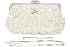 BAIGIO Pearl Pochette Sac pour Femmes Soirée Mariage Party Sac à main de Mariée Dames Perles Pochette Sac à main avec Chaîne Détachable