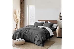 Lanqinglv Duvet Cover Set Double Bed Dark Grey Anthracite Plain Bedding Set Ultra Soft Microfiber Quilt Cover 200x200 cm with Zipper Closure and 2 Pillowcases 50x75 cm