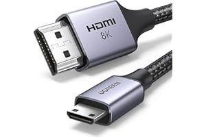 UGREEN Mini HDMI to HDMI 2.1 Cable 8K 4K 1440P@240/144/120Hz 48Gbps Ultra High Speed eARC Dolby Vision HDR Lead Compatible with DSLR Camera Raspberry Pi Capture Card Laptop Portable Monitor TV PS5(1M)