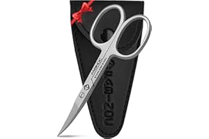 FABINOC® Curved Nail Scissors for Fingers and Toenails, German Quality Stainless Steel, Small Sharp Bath Scissors for Eyebrow, Nose, Moustache Trimming