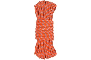 NewDoar Outdoor Rope 6mm Accessory Cord Rope 6M/15M/30M/50M Escape Rope Multifunctional Cord for Magnet Fishing, Hauling Loads Sailboat Dock lines Camping Hiking Hauling Dragginge-Orange/6M