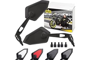 Area1 Rétroviseurs Moto Universel noir Retroviseur Latéral Homologué E, Certification CE (2xM10 Filetage à droite) compatible avec