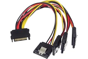PremiumCord Répartiteur d'alimentation SATA vers Disque Dur, Bloc d'alimentation 4 x SATA pour Disque Dur, SSD, enregistreur CD/DVD