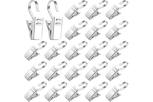 Votoko 100 Stück Metall Clips Haken, Gardinenhaken Metall, Gardinenklammern, Gardinen Klammern Vorhang Clips mit Haken, Edelstahl Vorhang Klammern für Vorhänge, Fotos, Aufhängen von Duschvorhängen