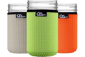WK IEASON WKieason Wide Mouth Mason Jar Neoprene Sleeve Cover 16-24OZ (16OZ, 24OZ, Neon Green/Orange/Grey)