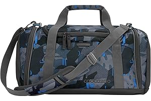 coocazoo Sporttasche „Blue Craft“, schwarz-blau, Hauptfach, Nasswäschefach, Seitentasche, Reflektoren, 20 Liter, ab der 3. Klasse