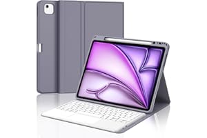 FOGARI Teclado para iPad Air 13 M2/M3 con Touchpad, Funda con Español Ñ Teclado para iPad Air 13 Pulgadas M2/M3 2024/2025 Bluetooth con Trackpad, Púrpura